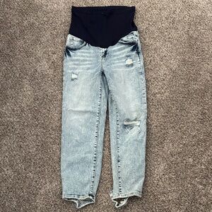 Pinkblush Light Blue Distressed Maternity Jeans